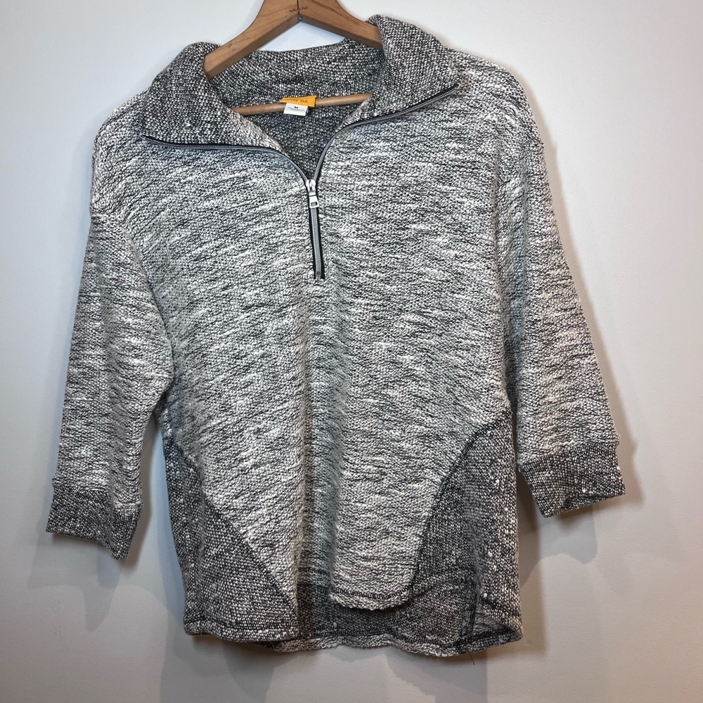 Ruby Rd Sweater Top Women’s 3/4 Sleeves Zipper Black White medium nwot